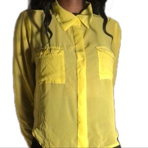 Sheer Yellow Button Down Blouse
